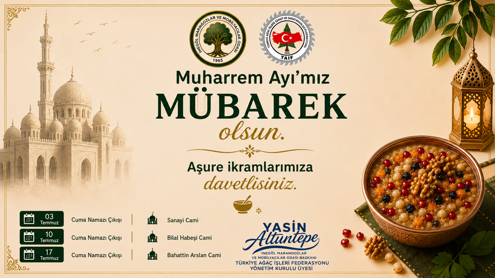 İnegöl M. Mobilyacılar Odası'ndan Muharrem Ayı'nda Aşure İkramı